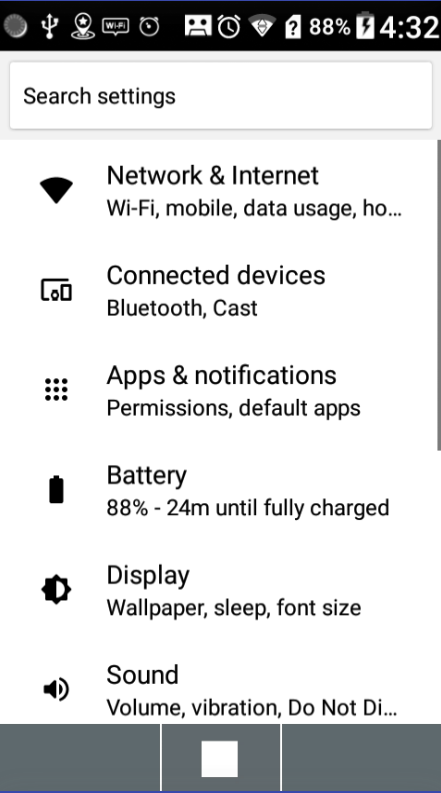 Hidden settings options