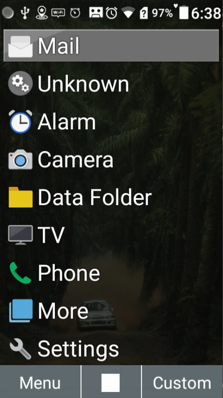 Font size selection in app menu